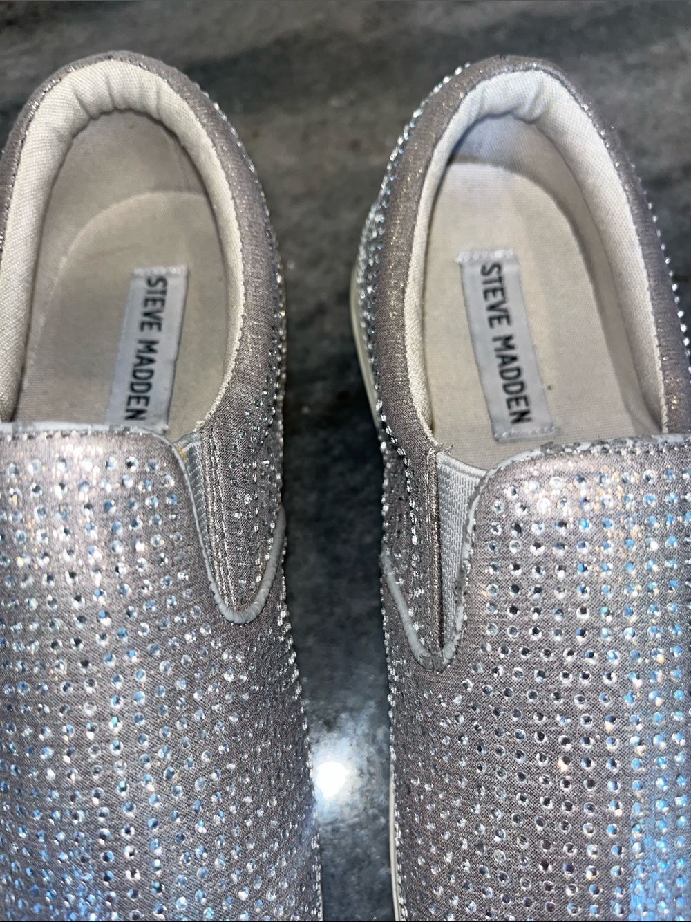 Steve Madden Silver Rhinestone Slip-On Sneakers - Picture 2 of 10